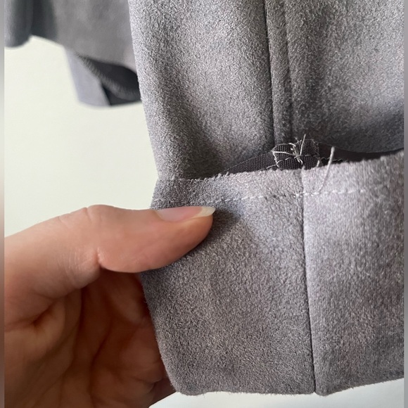 KUT From The Kloth Jacee Open Draped Moto Faux Suede Jacket Gray Women’s Size S - Picture 16 of 16